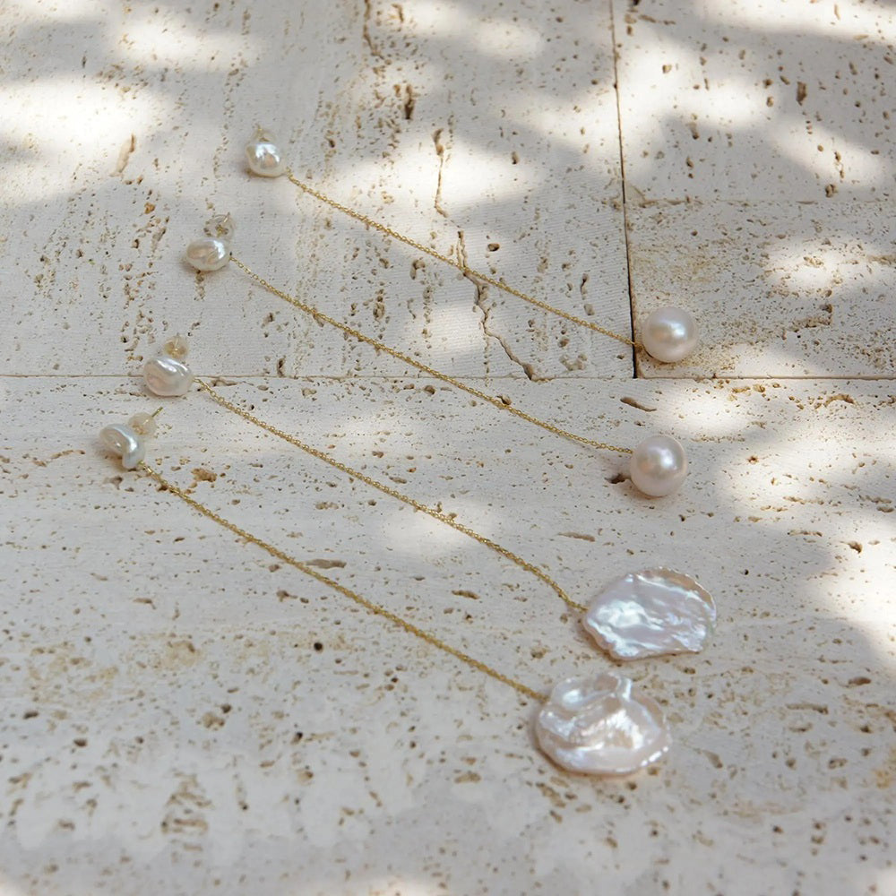 Long Double Pearl Earrings Series