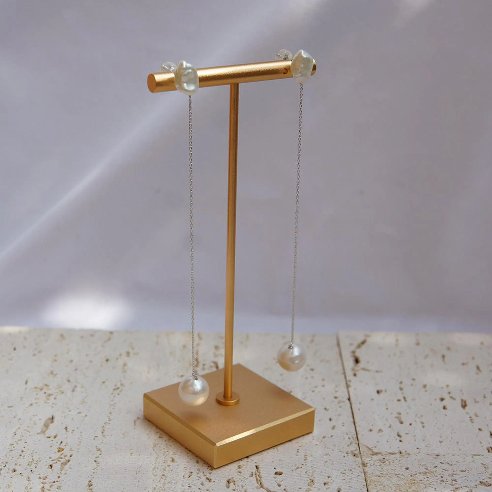 Long Double Pearl Earrings Series