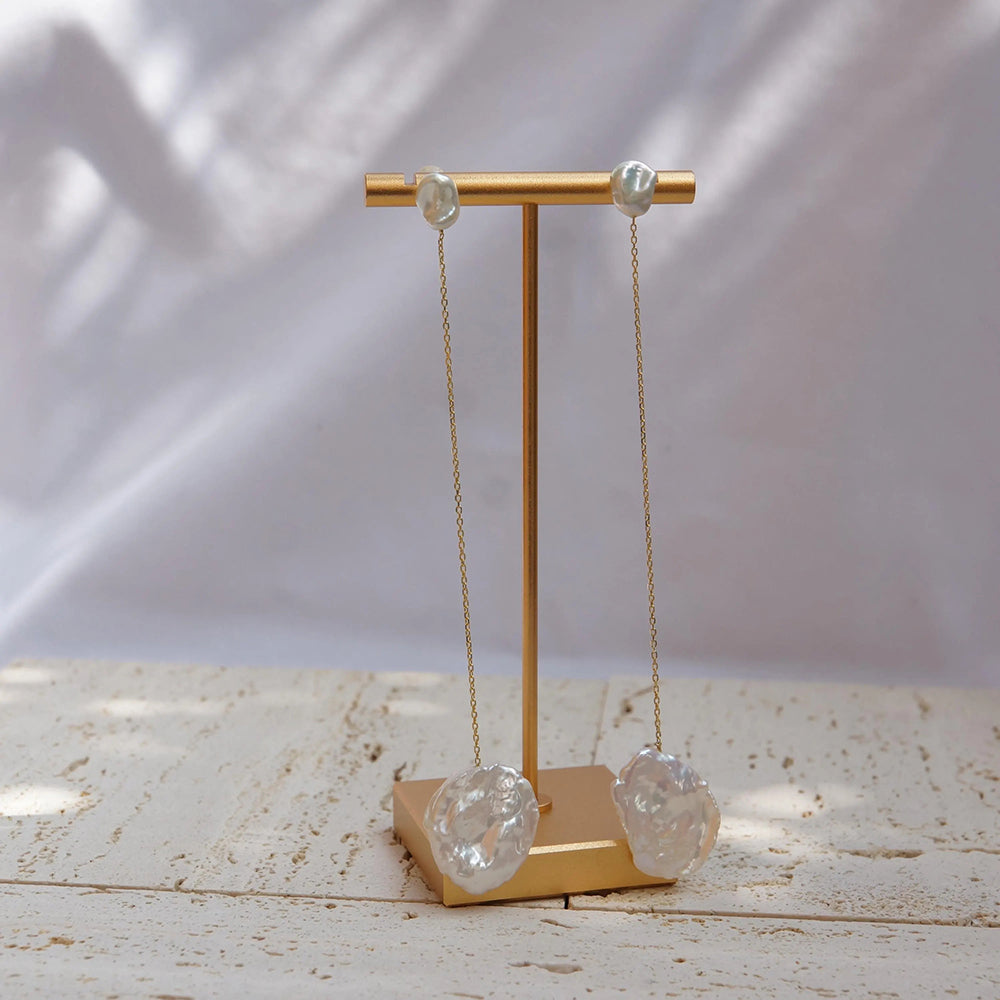 Long Double Pearl Earrings Series