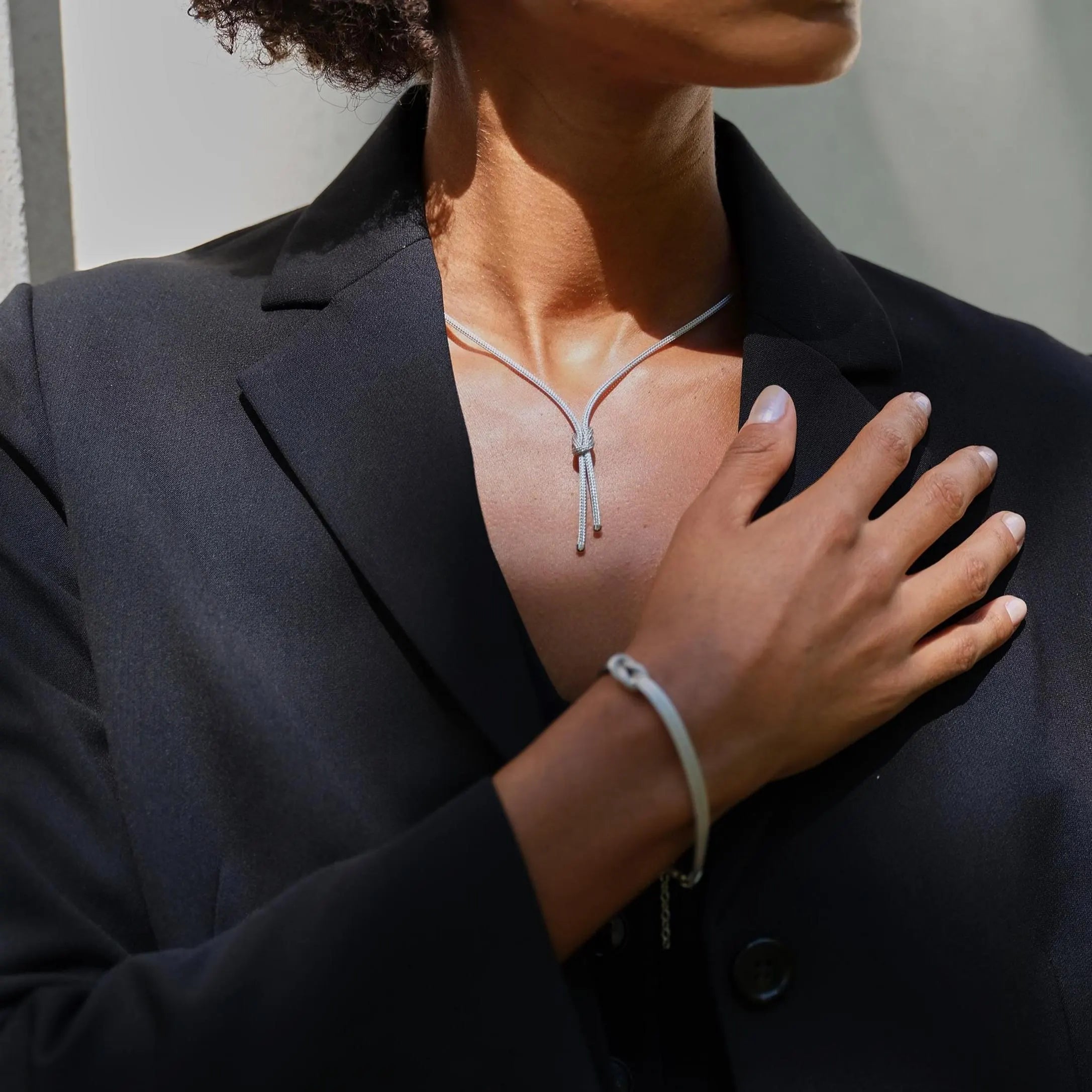 Silver Woven Necklace & Bracelet