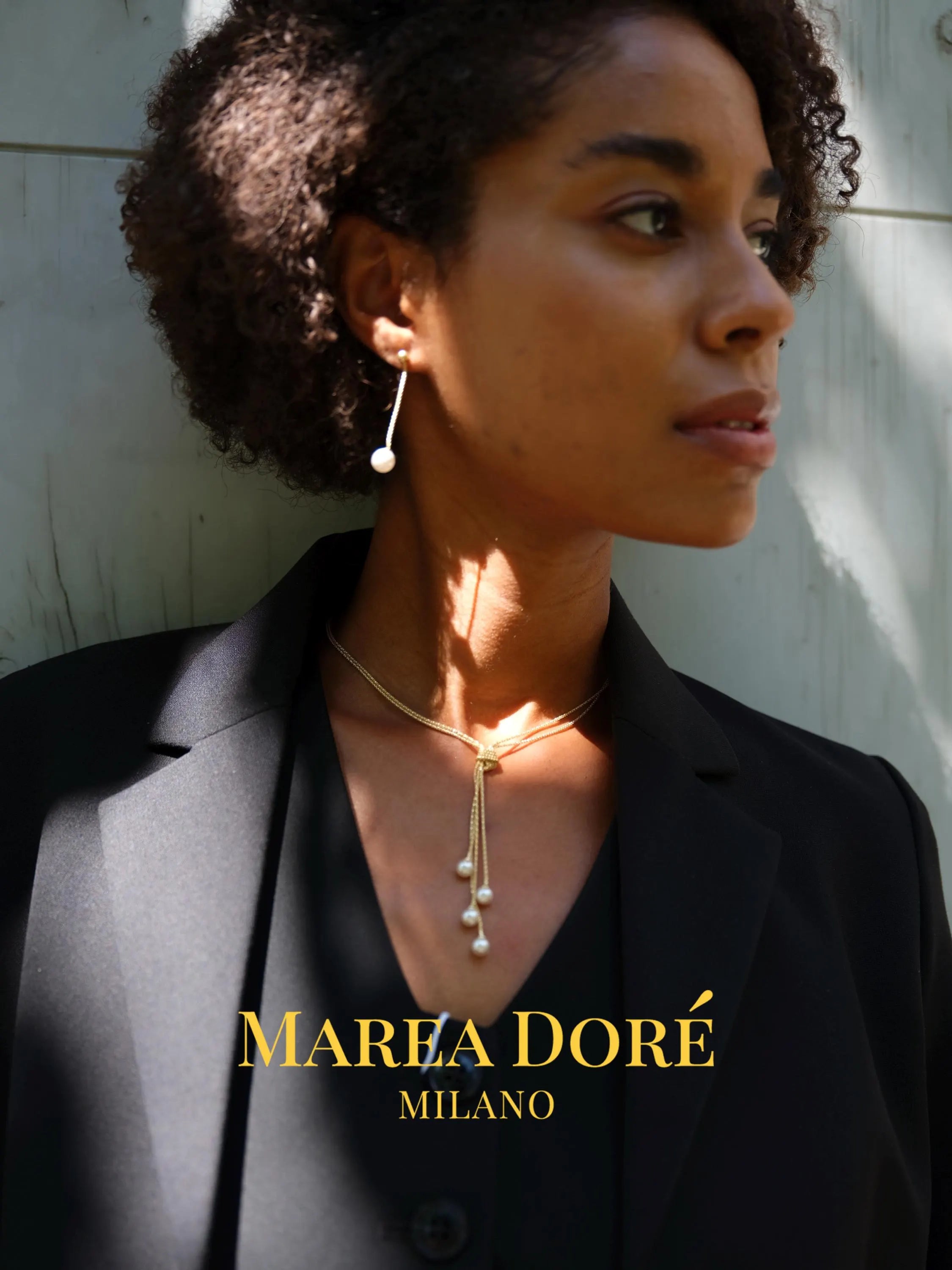 Italian Double Silver Necklace with Knot & Swarovski Pearls