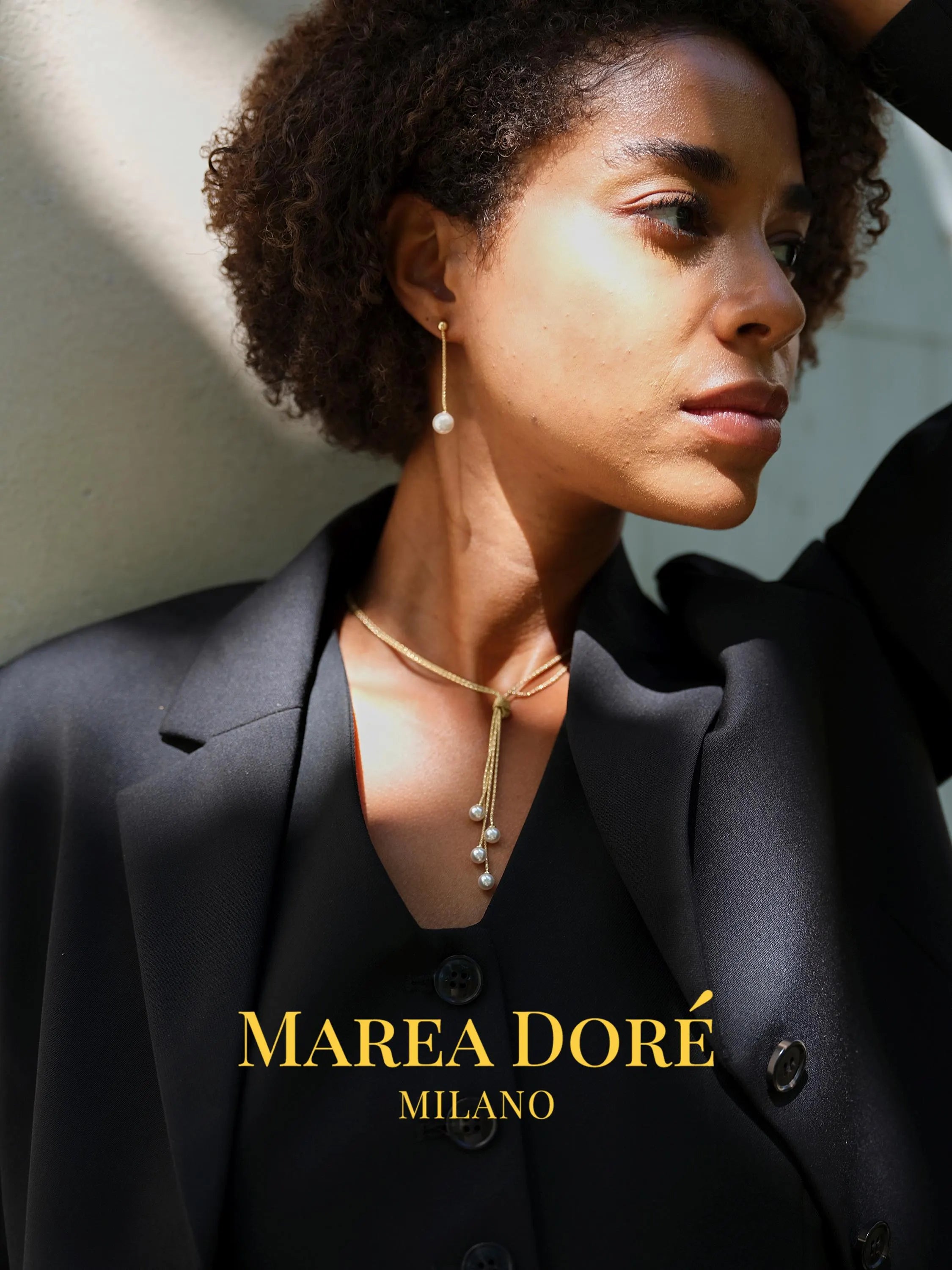 Italian Double Silver Necklace with Knot & Swarovski Pearls