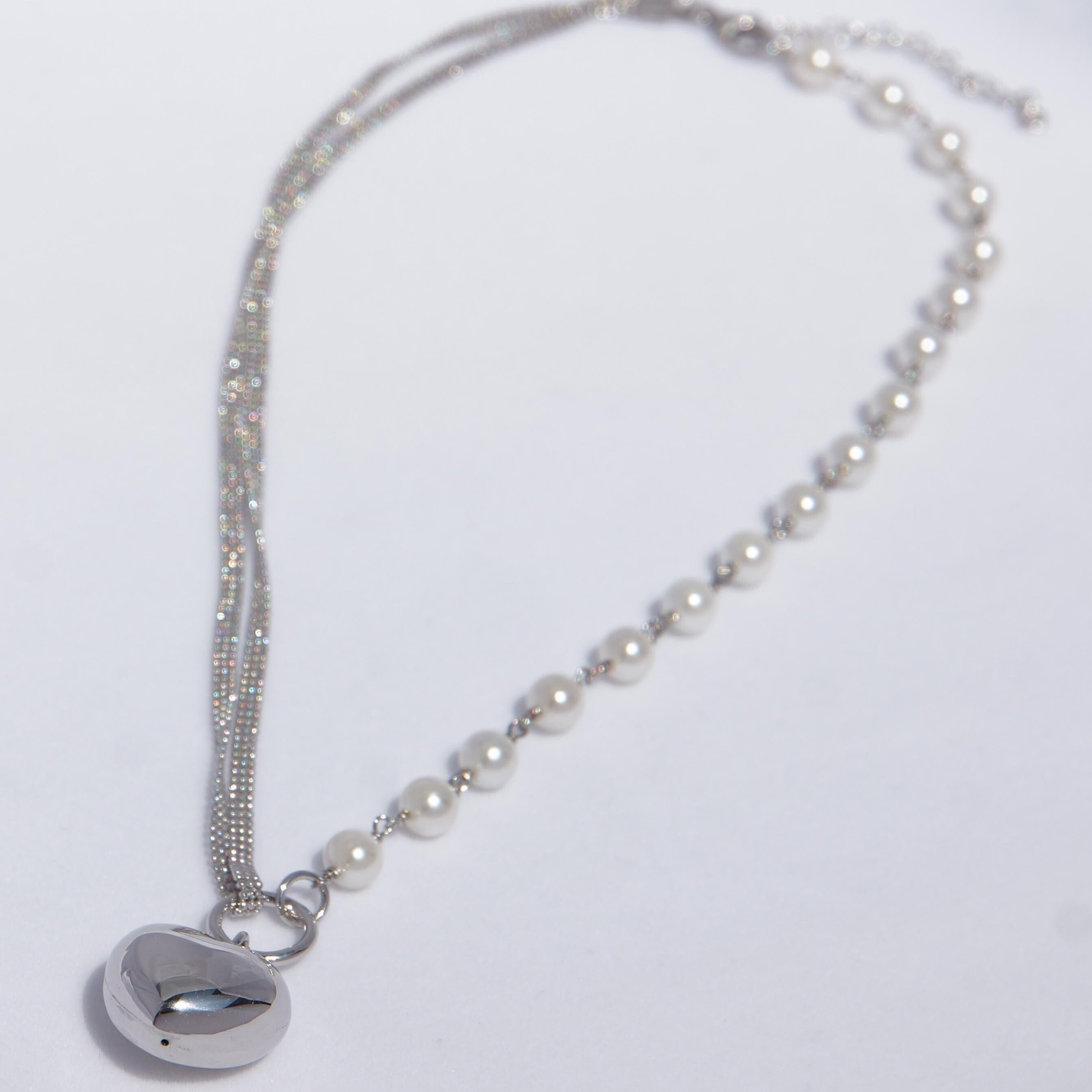 Heart Pendant Necklace · Half Pearl Half Gold Chain