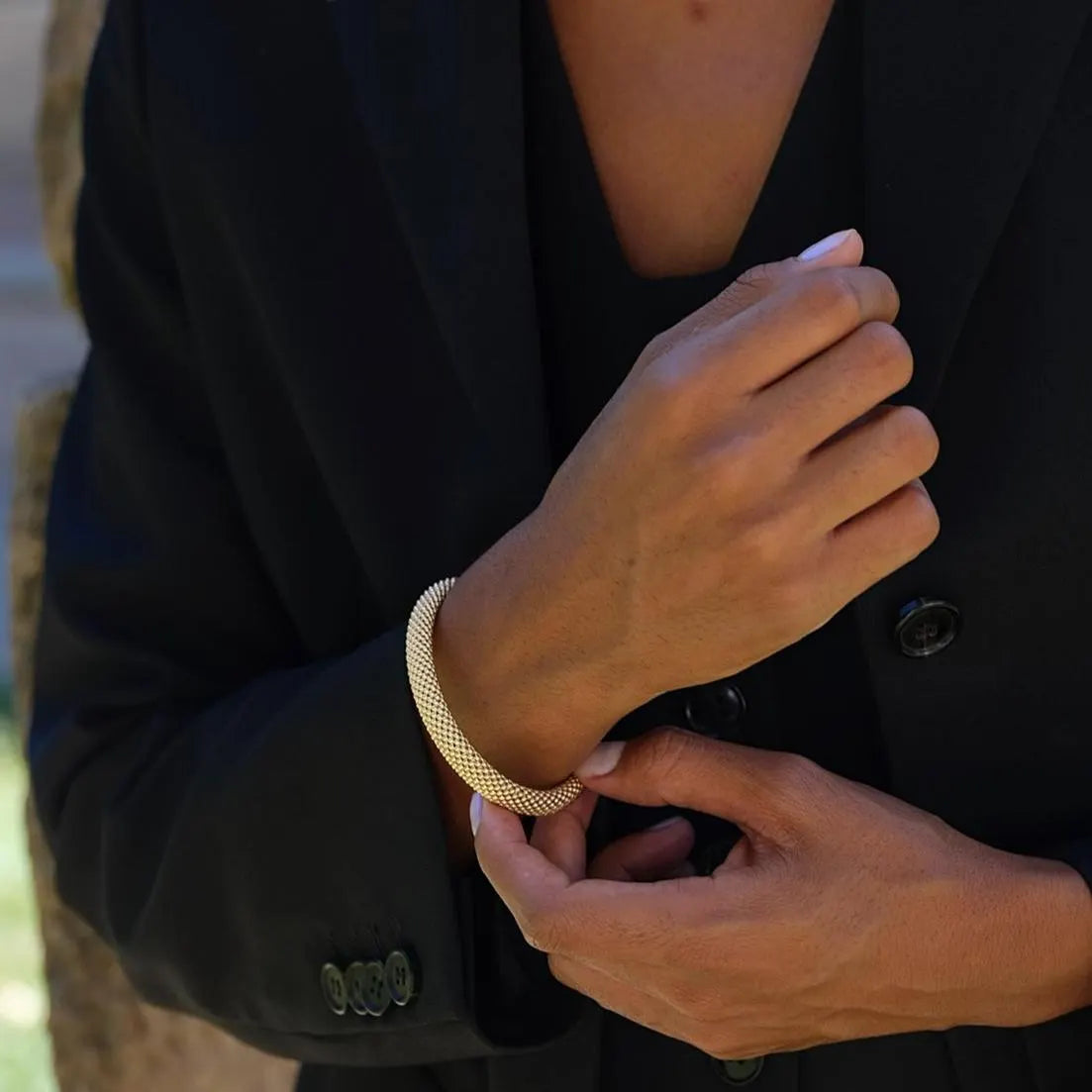 Italian Tubogas Bracelet with Zircon Stone